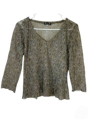 2260 * Biyaycda Mesh Lace Top Green Size M Y2K Vintage